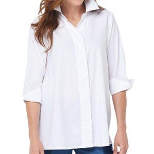 Martha Stewart White Poplin Button Front Blouse - Size Small NWT